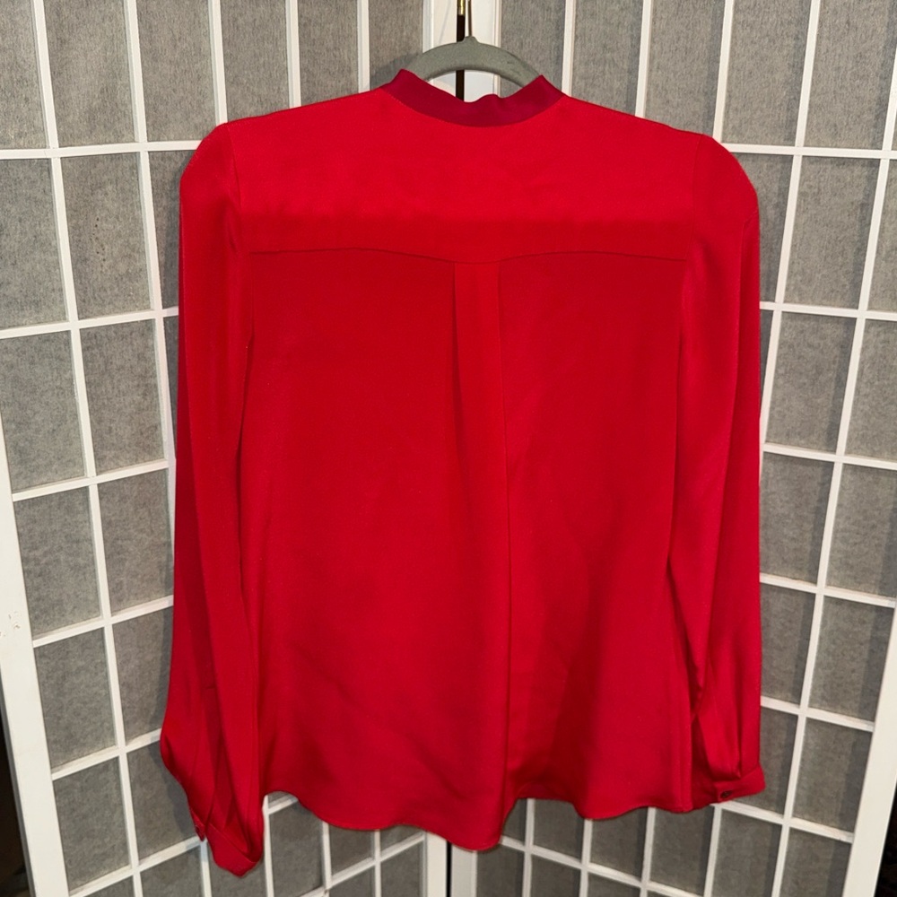 LAN JAENICKE RED SILK BLOUSE WITH BOW❤️ - Picture 3 of 12